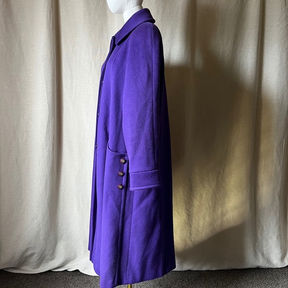 Vintage Forstmann Purple Wool Coat Womens M L Swing Long USA 43" Length - Picture 4 of 10